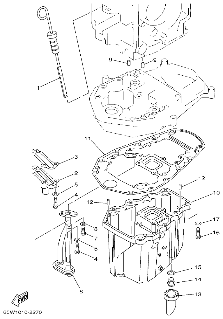 Yamaha F20A, F25A OIL PAN parts diagram